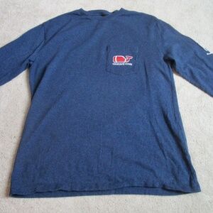 VINEYARD VINES Men's Long Sleeve Whale Pocket Crew Neck Shirt Blue Size XS